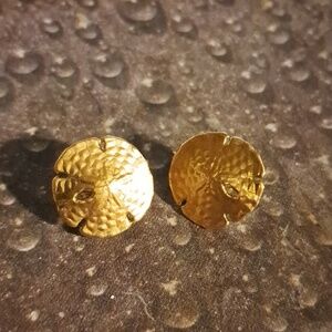 Goldtone Sand Dollar Clip Earrings